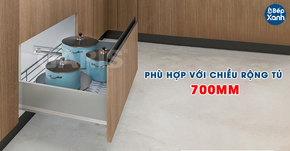 Kệ xoong nồi nan hình Oval Garis MP02. 70V phù hợp với chiều rộng tủ 700mm