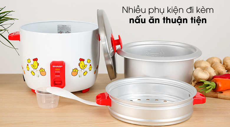 Nồi cơm điện nắp rời Sharp 2.2 lít KSH-D22SV-CH - Nhiều phụ kiện đi kèm 