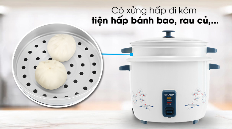 Nồi cơm điện nắp rời Sharp 2.8 lít KSH-D28SV-CR - Nồi còn kèm thêm xửng hấp