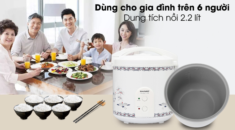 Thanh lịch - Nồi cơm nắp gài Sharp KS-223TJV-CR 2.2 lít
