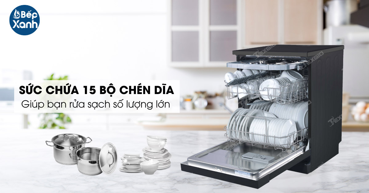 Sức chứa 15 bộ chén đĩa thoải mái cho gia đình
