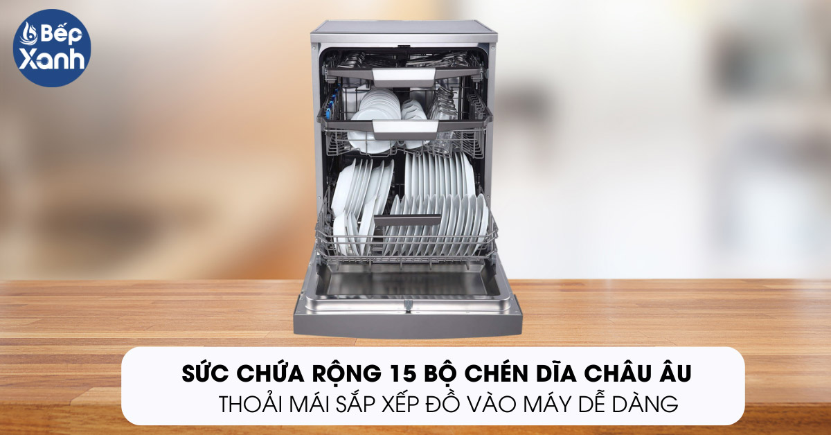 Máy rửa chén bát Eurosun SMS56EU05E sức chứa 15 bộ tiêu chuẩn Châu Âu