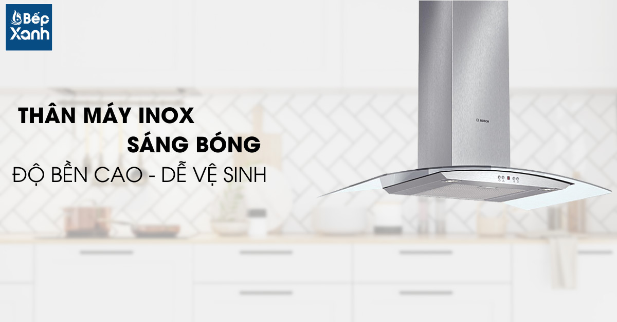 Máy hút mùi Bosch DWA07E651 sở hữu thân máy inox chắc chắn bền bỉ