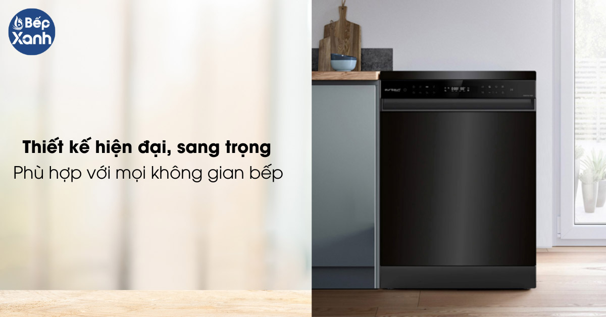 Máy rửa bát Eurosun SMS81EU19EB thiết kế hiện đại, sang trọng