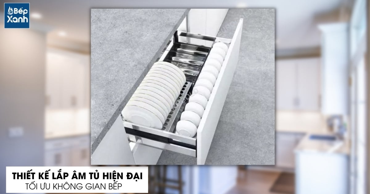 Thiết kế lắp âm tiết kiệm diện tích bếp