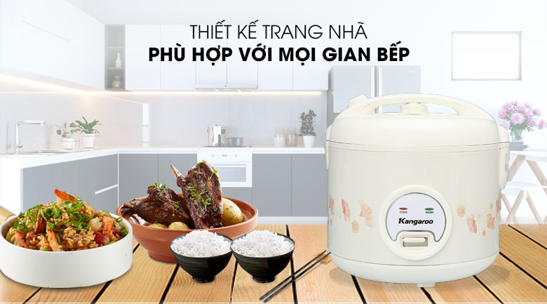 Thiết kế sang trọng - Nồi cơm điện nắp gài Kangaroo 1.8 lít KG18RC3