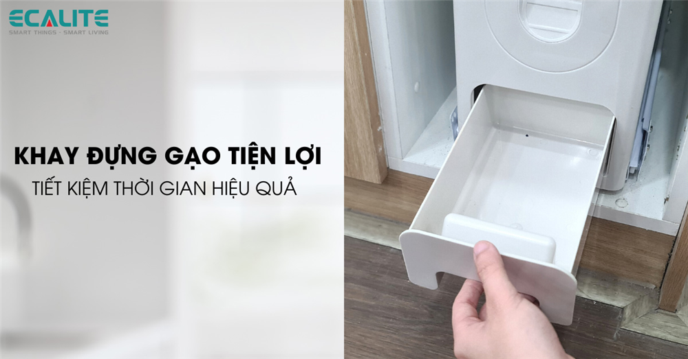 Khay hứng gạo rộng rãi Khay hứng gạo rộng rãi