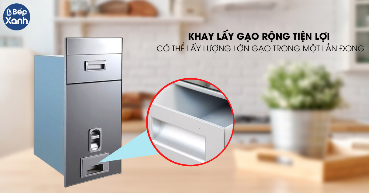 Thùng gạo Garis GR06.30WS khay lấy gạo tiện lợi