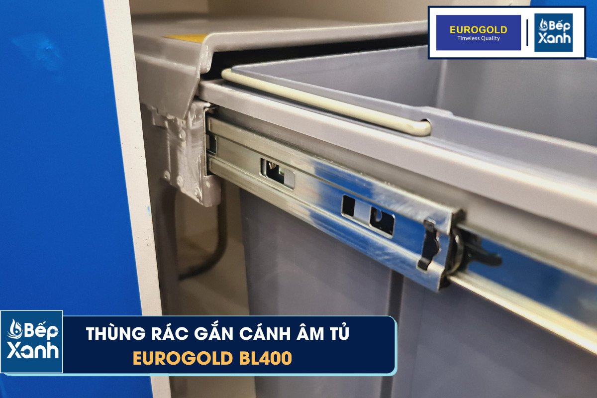 Thùng rác âm tủ Eurogold BL400 ray trượt giảm chấn