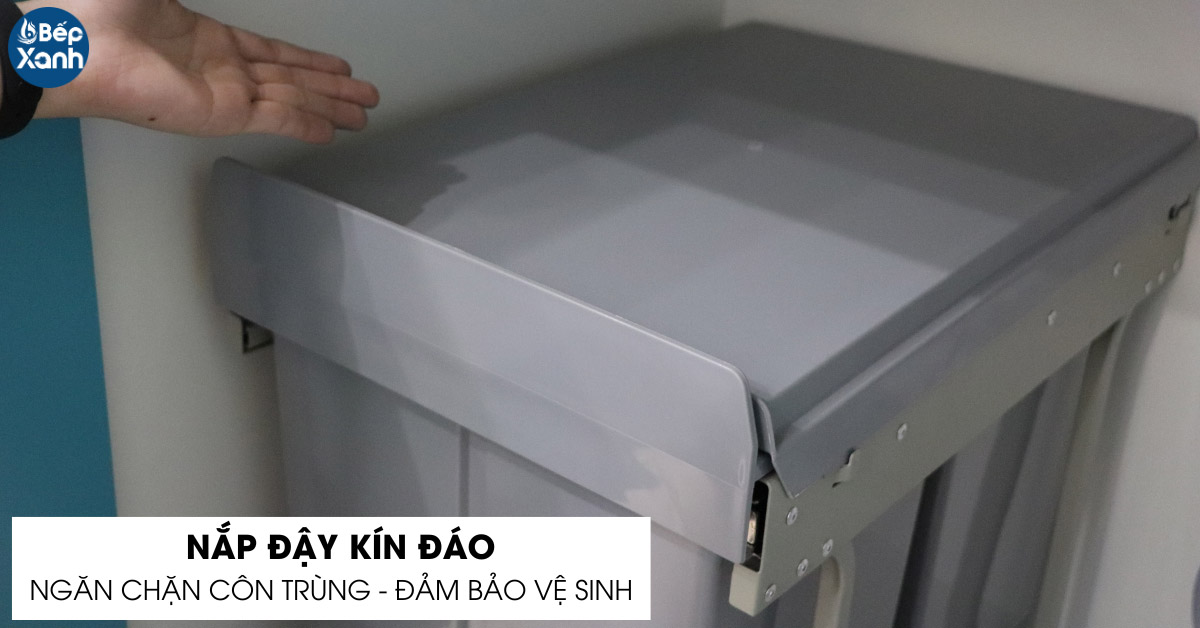 Thùng rác 2 ngăn Inox Higold - 306083 nắp đậy