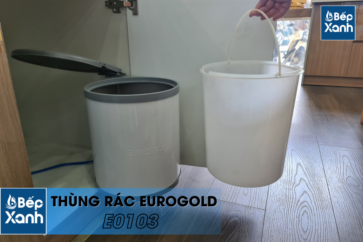 Thùng rác tròn gắn cánh âm tủ Eurogold E0103 thể tích lớn, dễ dàng tháo rời