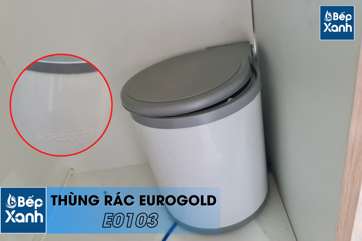 Thùng rác tròn g��n cánh âm tủ Eurogold E0103 chất liệu