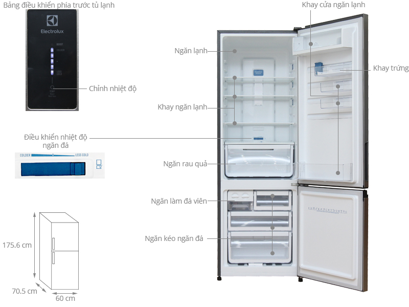 Thông số kỹ thuật Tủ lạnh Electrolux 343 lít EBE3500AG