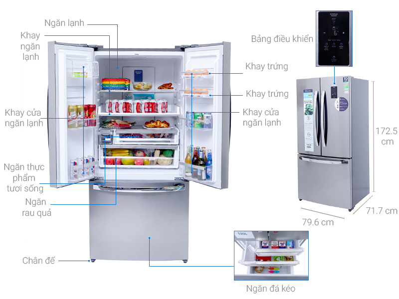 Thông số kỹ thuật Tủ lạnh Electrolux Inverter 474 lít EHE5220AA