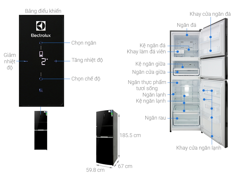 Thông số kỹ thuật Tủ lạnh Electrolux Inverter 337 lít EME3700H-H