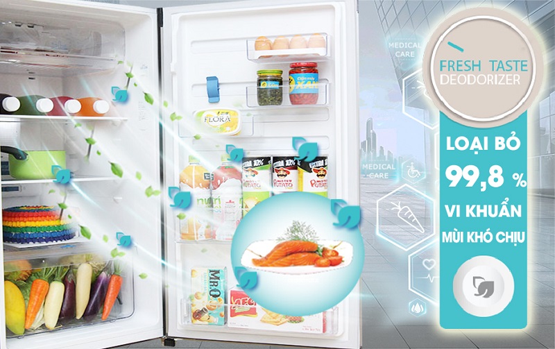 Đánh bại hết tất cả những vi khuẩn, nấm mốc khó chịu cùng mùi hôi trong tủ lạnh, công nghệ FreshTaste đảm bảo giữ được thực phẩm thêm tươi ngon và hấp dẫn