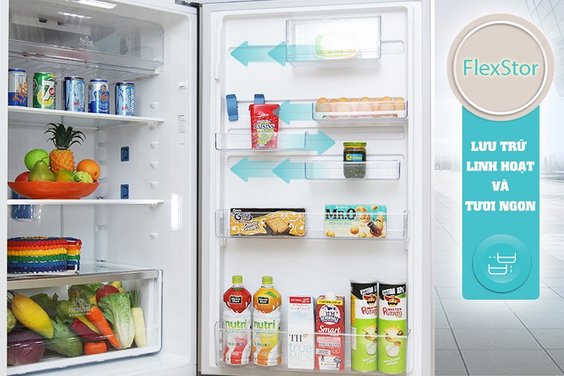 FlexStor với nhiều cách sắp xếp khác nhau, giúp người dùng đặt các thực phẩm vào tủ dễ hơn