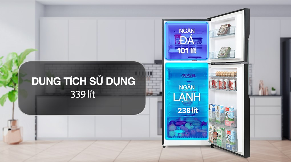 Tủ lạnh Hitachi Inverter 339 lít R-FVX450PGV9 GBK - Ngăn lạnh và ngăn đá