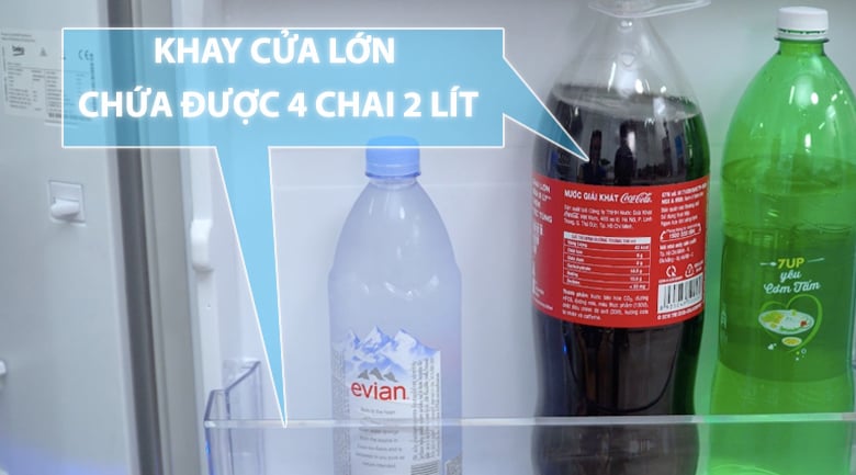 Khay cửa lớn chứa được 4 chai loại 2 lít - Tủ lạnh Beko Inverter 200 lít RDNT200I50VS Khay cửa lớn chứa được 4 chai loại 2 lít - Tủ lạnh Beko Inverter 200 lít RDNT200I50VS