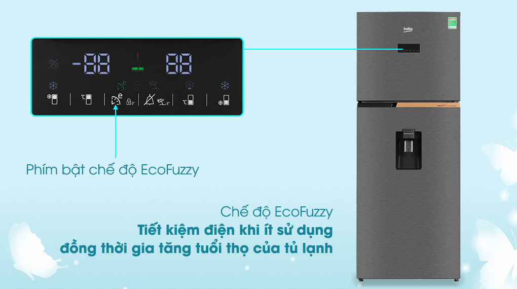 Eco fuzzy - Tủ lạnh Beko Inverter 375 lít RDNT401E50VZDK Mới 2020 Eco fuzzy - Tủ lạnh Beko Inverter 375 lít RDNT401E50VZDK Mới 2020