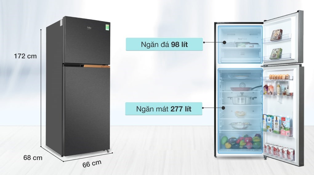 Tủ lạnh Beko Inverter 375 lít RDNT401I50VK - Dung tích 275 lít Tủ lạnh Beko Inverter 375 lít RDNT401I50VK - Dung tích 275 lít