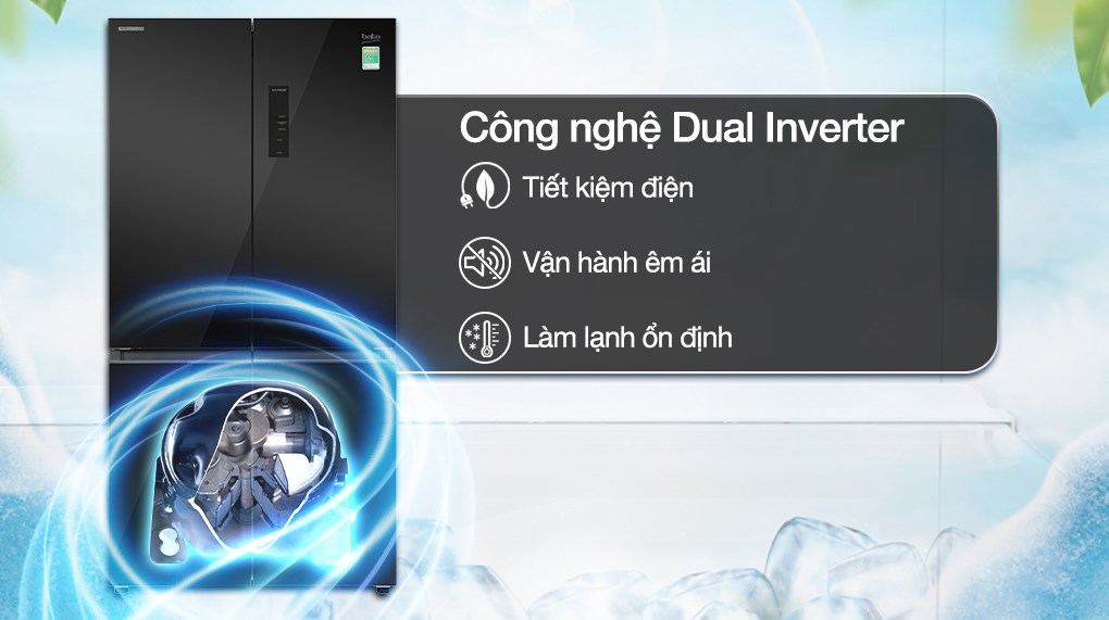 Tủ lạnh Beko Inverter 553 lít GNO51651GBVN - Công nghệ tiết kiệm điện Tủ lạnh Beko Inverter 553 lít GNO51651GBVN - Công nghệ tiết kiệm điện
