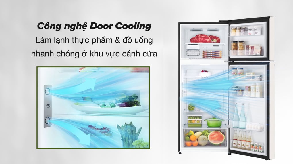 Tủ lạnh LG Inverter 395 lít GN-B392BG - Công nghệ Door Cooling làm lạnh thực phẩm nhanh chóng ở khu vực cửa tủ Tủ lạnh LG Inverter 395 lít GN-B392BG - Công nghệ Door Cooling làm lạnh thực phẩm nhanh chóng ở khu vực cửa tủ