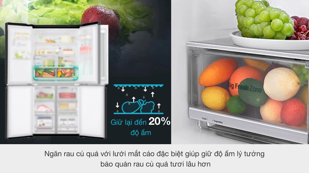 Tủ lạnh LG Inverter 496 lít GR-X22MB - Ngăn rau củ Fresh Zone Tủ lạnh LG Inverter 496 lít GR-X22MB - Ngăn rau củ Fresh Zone