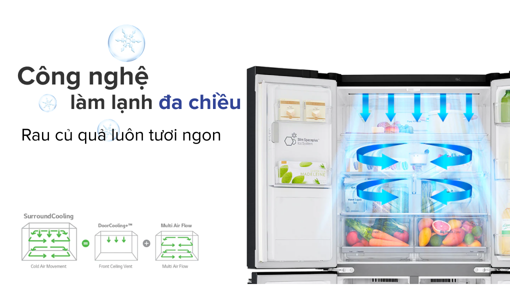Tủ lạnh LG Inverter 496 lít GR-X22MB - Công nghệ làm lạnh đa chiều Tủ lạnh LG Inverter 496 lít GR-X22MB - Công nghệ làm lạnh đa chiều