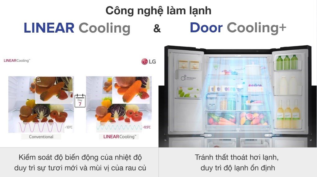 Tủ lạnh LG Inverter 496 lít GR-X22MB - Liner Cooling & Dỏo Cooling+ Tủ lạnh LG Inverter 496 lít GR-X22MB - Liner Cooling & Dỏo Cooling+
