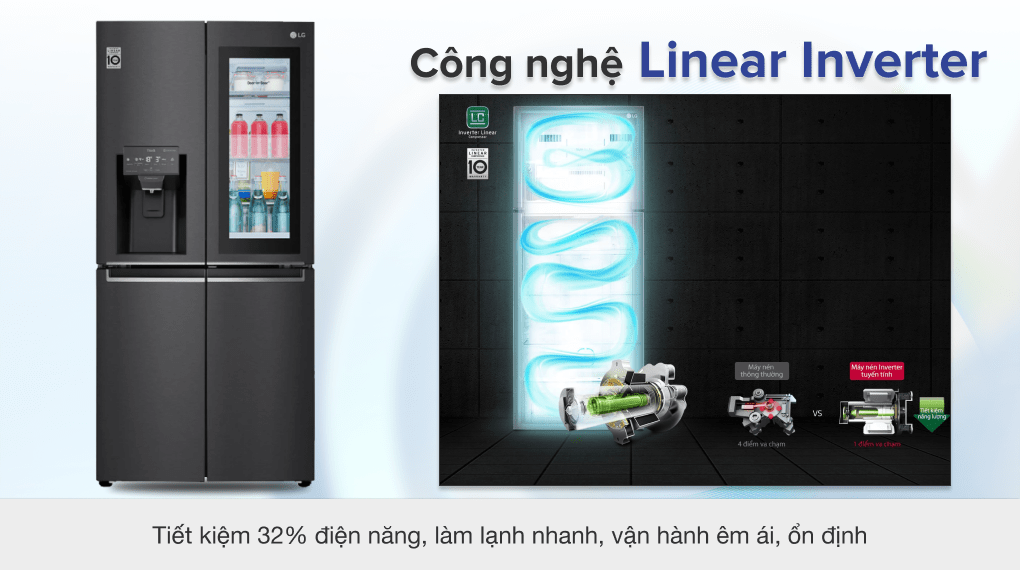 Tủ lạnh LG Inverter 496 lít GR-X22MB - Công nghệ Linear Inverter Tủ lạnh LG Inverter 496 lít GR-X22MB - Công nghệ Linear Inverter