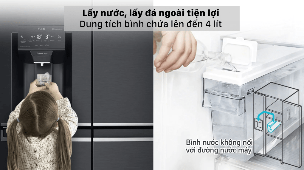 Tủ lạnh LG Inverter 496 lít GR-X22MB - Lấy nước, lấy đá bên ngoài tiện lợi Tủ lạnh LG Inverter 496 lít GR-X22MB - Lấy nước, lấy đá bên ngoài tiện lợi