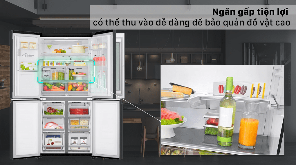 Tủ lạnh LG Inverter 496 lít GR-X22MB - Ngăn gấp tiện lợi Tủ lạnh LG Inverter 496 lít GR-X22MB - Ngăn gấp tiện lợi