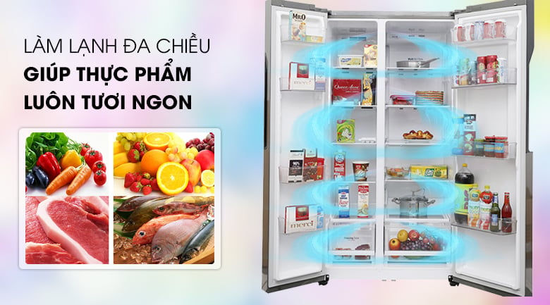 Tủ lạnh LG Inverter 613 lít GR-B247JDS - Làm lạnh đa chiều Tủ lạnh LG Inverter 613 lít GR-B247JDS - Làm lạnh đa chiều