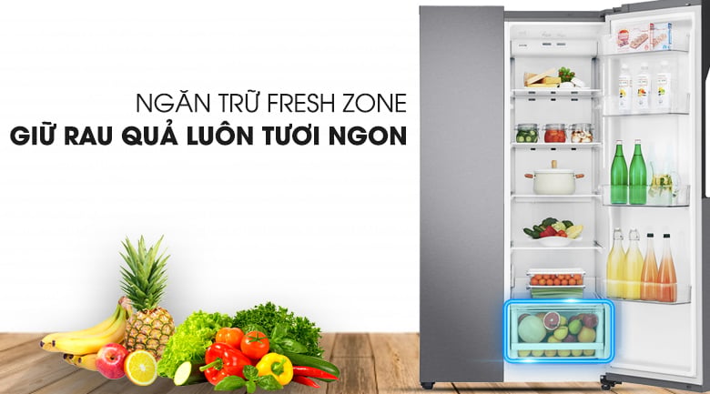Tủ lạnh LG Inverter 613 lít GR-B247JDS - Ngăn trữ Fresh Zone Tủ lạnh LG Inverter 613 lít GR-B247JDS - Ngăn trữ Fresh Zone