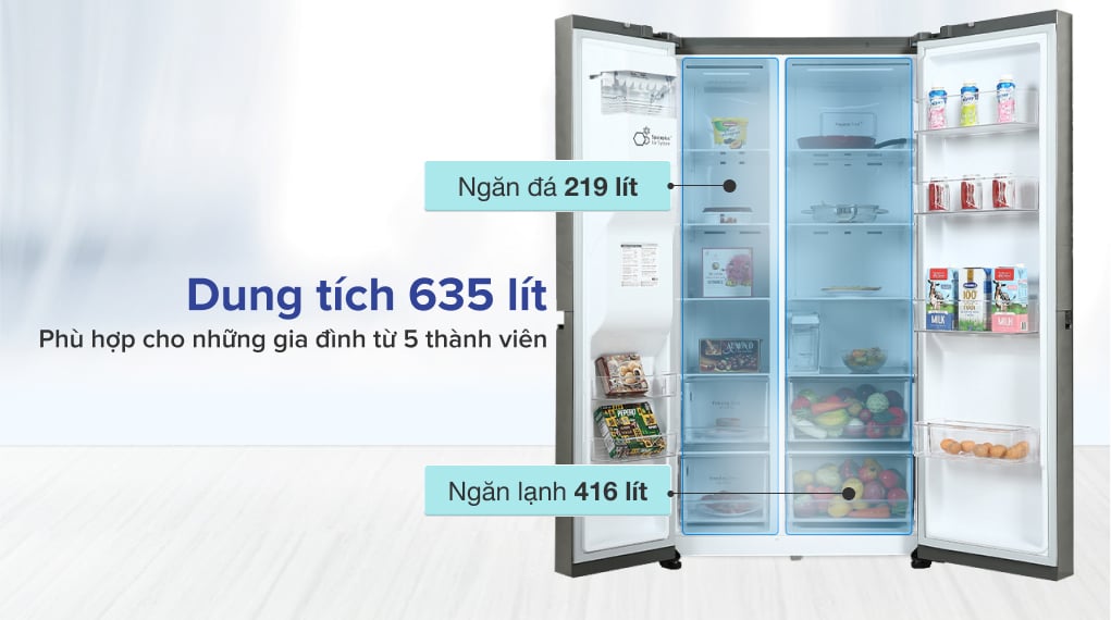 Tủ lạnh LG Inverter 635 Lít GR-D257JS - Dung tích sử dụng Tủ lạnh LG Inverter 635 Lít GR-D257JS - Dung tích sử dụng
