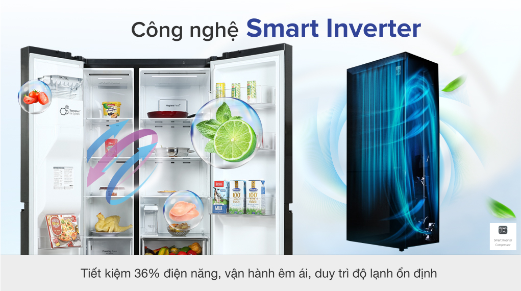 Tủ lạnh LG Inverter 635 Lít GR-D257MC - Smaet Inverter Tủ lạnh LG Inverter 635 Lít GR-D257MC - Smaet Inverter