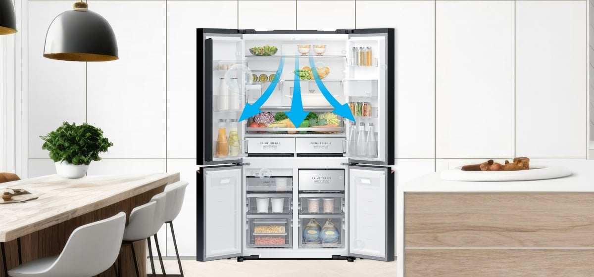 Công nghệ Surround Cooling Airflow mang hơi lạnh đều đến mọi vị trí