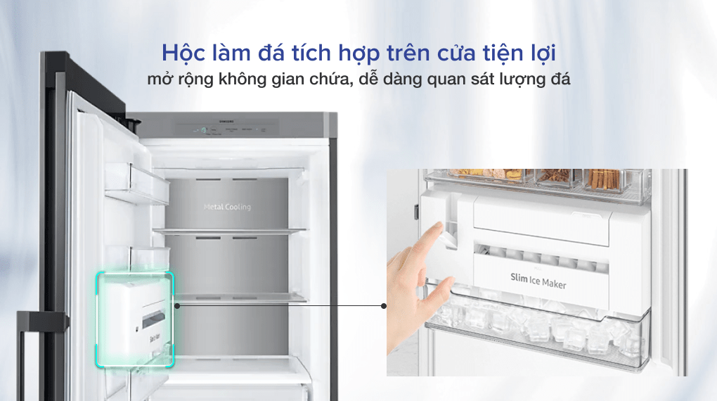 Tủ lạnh Samsung RZ32T744535/SV -Hộc làm đá tích hợp trên cửa tiện lợi Tủ lạnh Samsung RZ32T744535/SV -Hộc làm đá tích hợp trên cửa tiện lợi