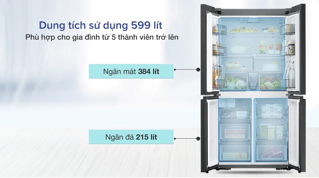 Tủ lạnh Samsung Inverter 599 lít RF60A91R177/SV - Dung tích 599 lít, phù hợp cho gia đình đông người Tủ lạnh Samsung Inverter 599 lít RF60A91R177/SV - Dung tích 599 lít, phù hợp cho gia đình đông người