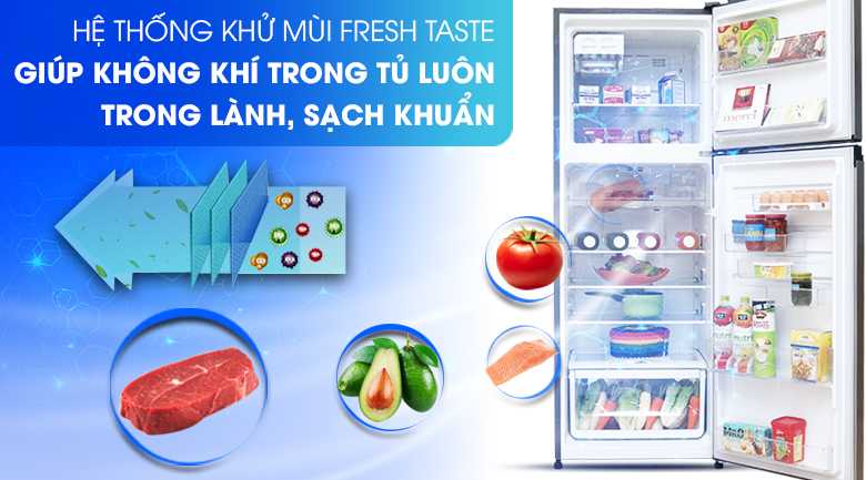 Hệ thống khử mùi FreshTaste loại bỏ đến 99.8% vi khuẩn và mùi khó chịu - Tủ lạnh Electrolux Inverter 318 lít ETB3200MG