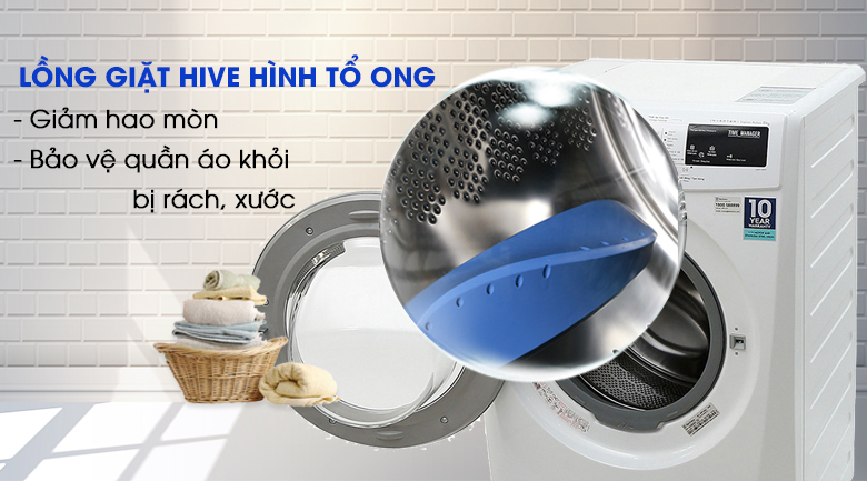 Lồng giặt Hive hình tổ ong - Máy giặt Electrolux 8 Kg EWF12844