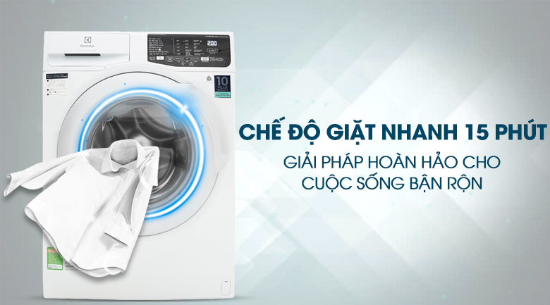 Giặt nhanh 15 phút - Máy giặt Electrolux Inverter 8 kg EWF8025CQWA 