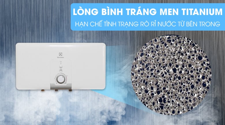 Lòng bình tráng men Titanium - Bình nóng lạnh Electrolux EWS30DDX-DW 30 lít Lòng bình tráng men Titanium - Bình nóng lạnh Electrolux EWS30DDX-DW 30 lít