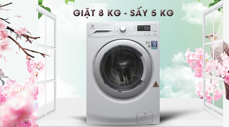 Khối lượng giặt - Máy giặt sấy Electrolux Inverter 8 kg EWW12853 