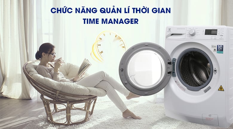 Time Manager - Máy giặt sấy Electrolux Inverter 8 kg EWW12853