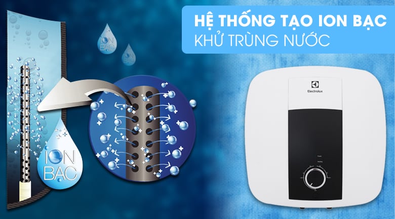 Hệ thống tạo ion bạc - Bình nước nóng Electrolux 15 lít EWS152DX-DWM Hệ thống tạo ion bạc - Bình nước nóng Electrolux 15 lít EWS152DX-DWM