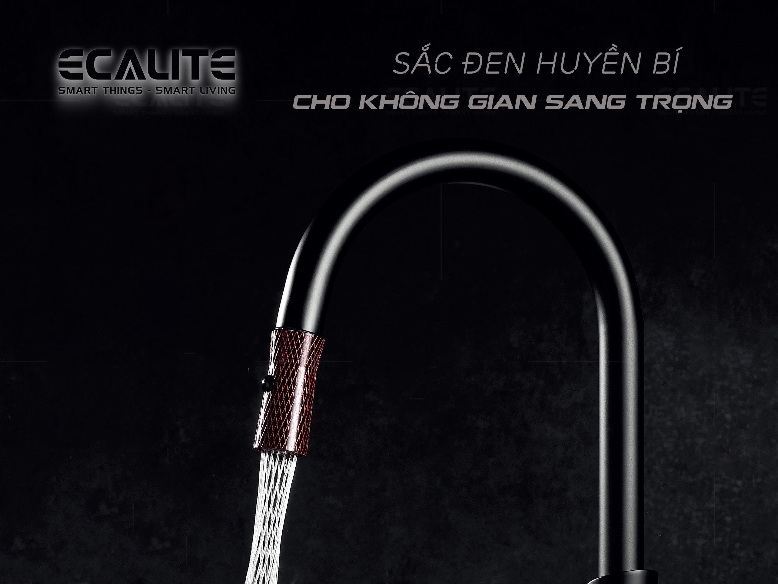 Vòi rửa chén nóng lạnh dây rút E-Signature Ecalite EF-N2023B màu đen quý phái