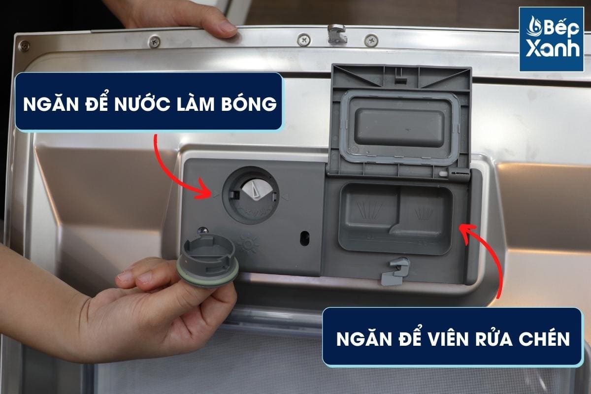 Hộc để viên rửa chén và nước làm bóng