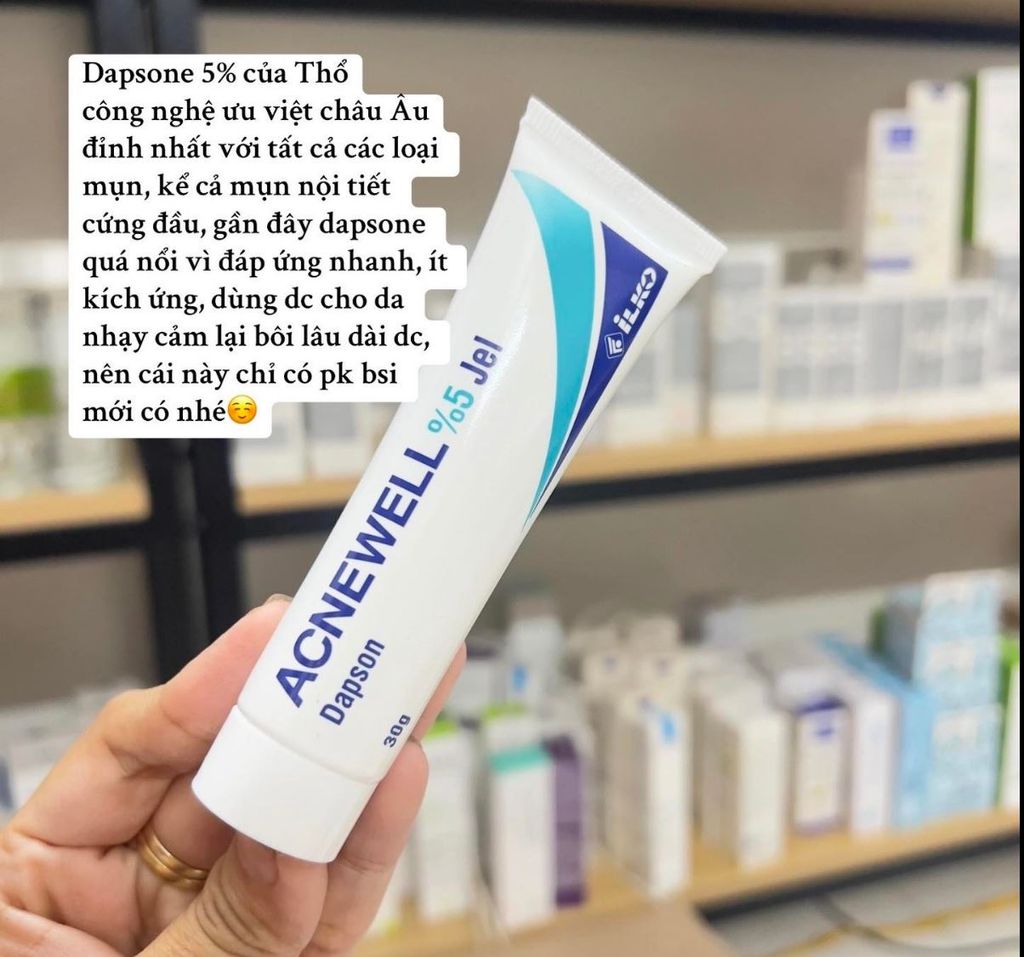 Acnewell 5% dapsone jel - chấm mụn sưng viêm nhé các nàng